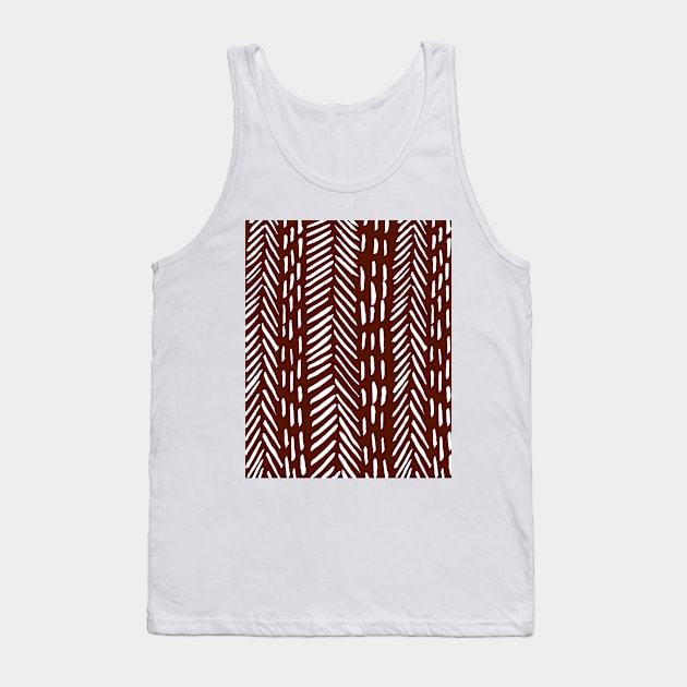 Abstract herringbone pattern - white and burgundy Tank Top by wackapacka